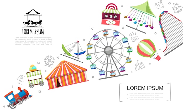 Free vector flat amusement park template