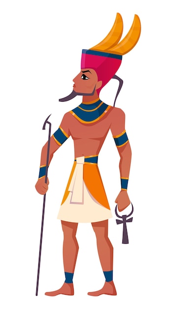 Flat ancient egyptian god amun