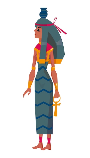 Free vector flat ancient egyptian goddess nut of sky with water pot on head