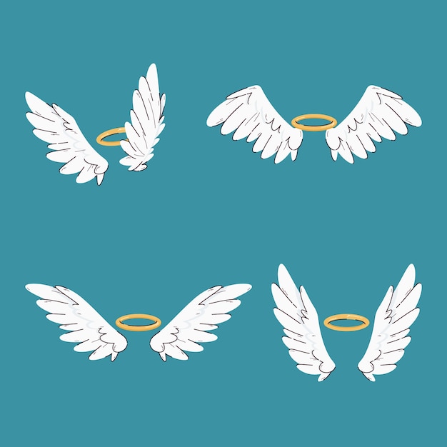 Бесплатное векторное изображение Коллекция элементов плоского ореола ангела