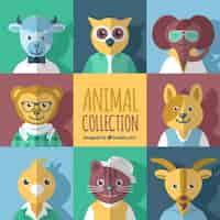 Vettore gratuito animal collection piatto