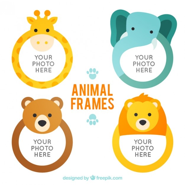 Free vector flat animals rounded frames