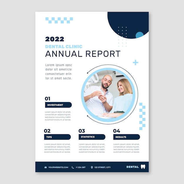 Flat annual report template for dental clinic business