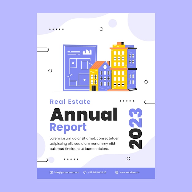 Free vector flat annual report template for real estate