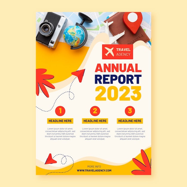 Free vector flat annual report template for travel agency