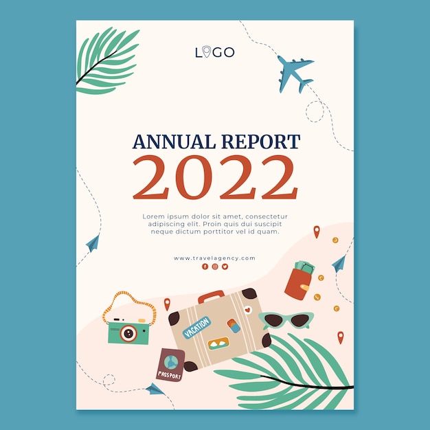 Flat annual report template for travel agency
