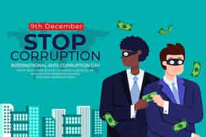 Free vector flat anti corruption day background