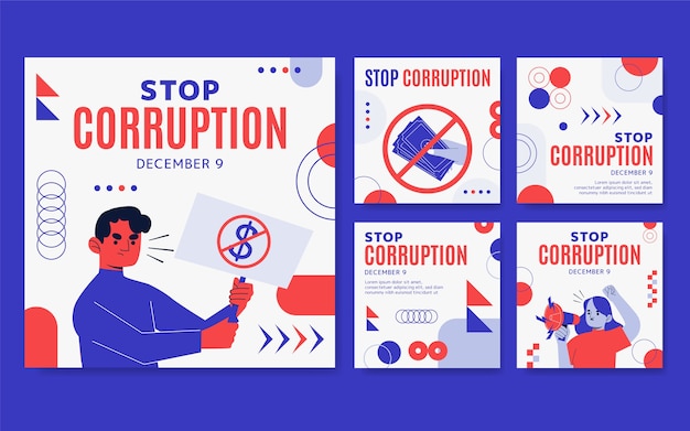 Flat anti corruption day instagram posts collection