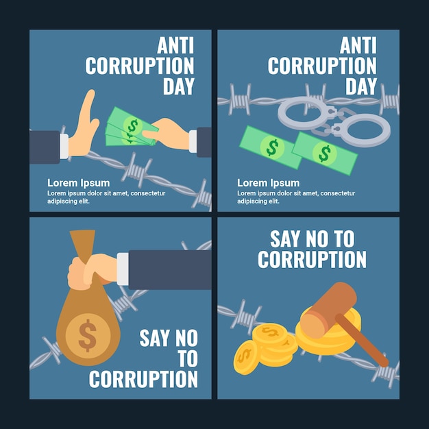 Flat anti corruption day instagram posts collection
