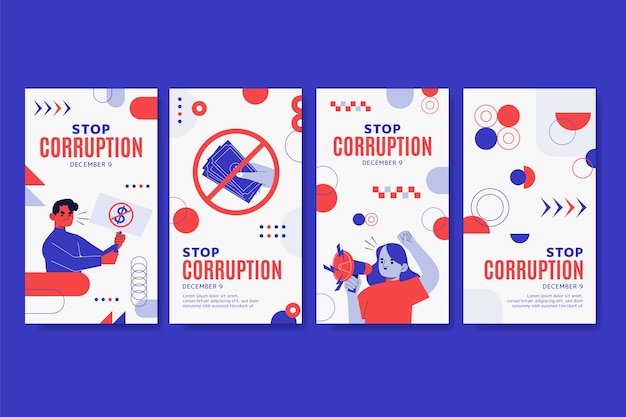 Flat anti corruption day instagram stories collection