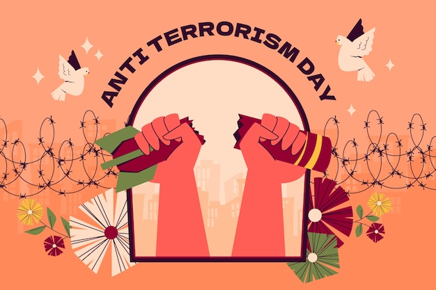 Плоский фон дня борьбы с терроризмом