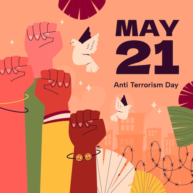 Free vector flat anti terrorism day illustration