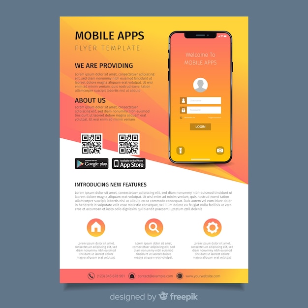 Free vector flat application brochure template