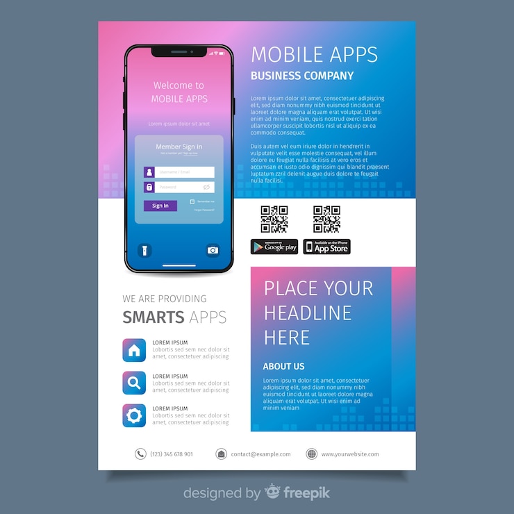 Free Vector flat application brochure template