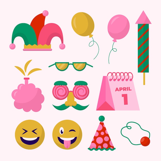 Free vector flat april fools day collection