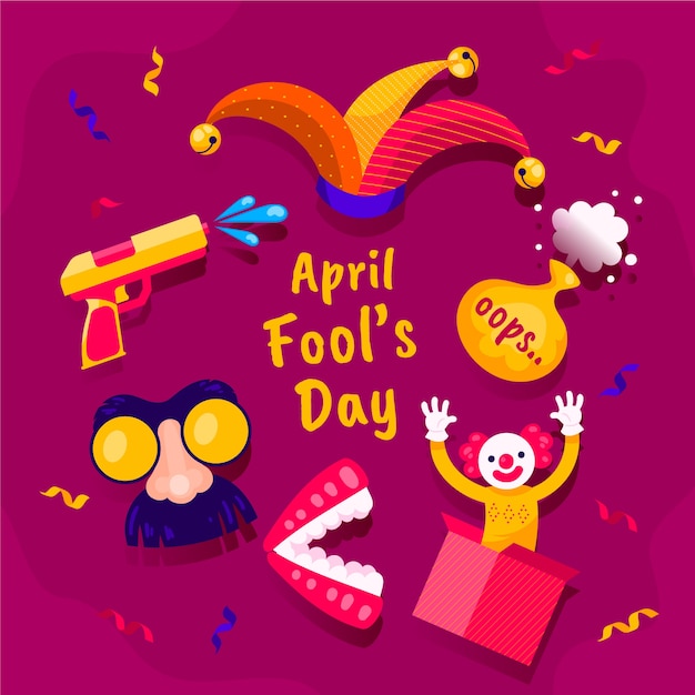 Free vector flat april fools day elements collection