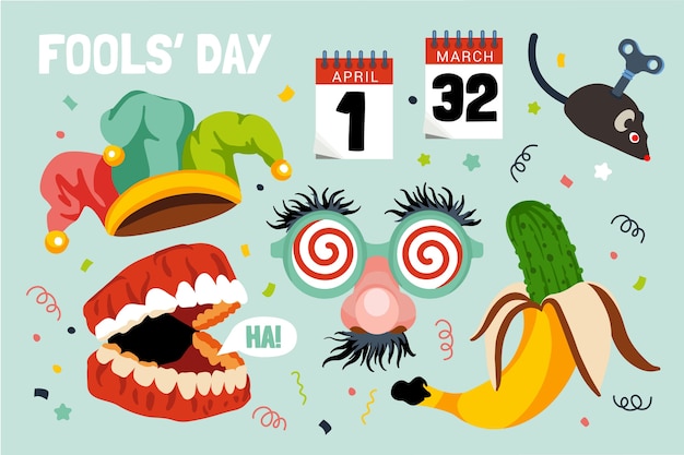 Free vector flat april fools day elements collection