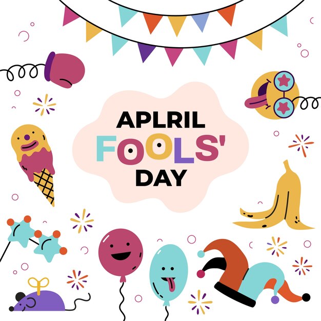 Flat april fools day illustration