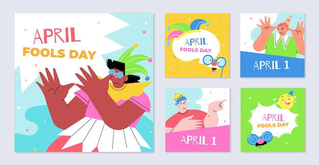 Collezione di post instagram flat April Fools Day