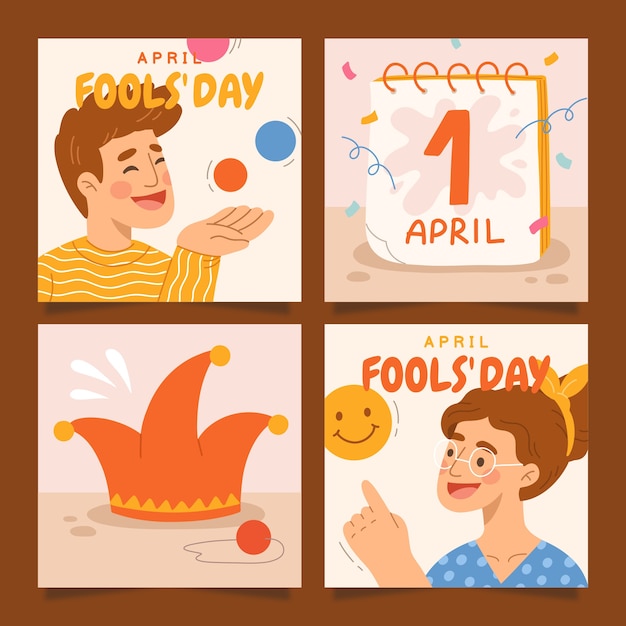 Free vector flat april fools day instagram posts collection