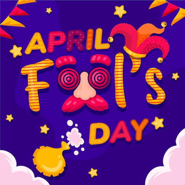 Free vector flat april fools day lettering