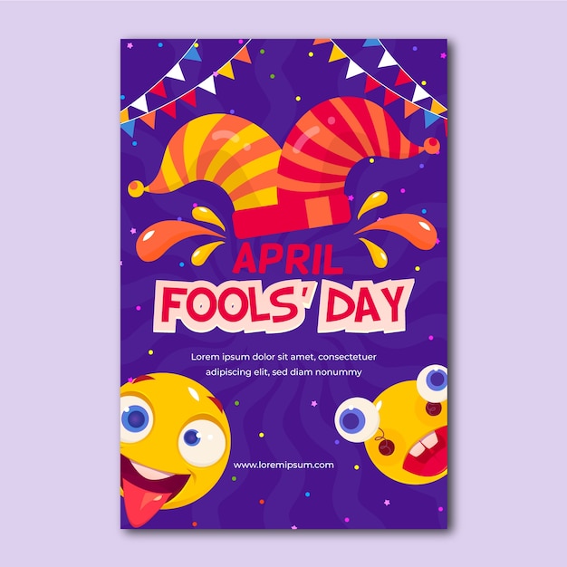 Free vector flat april fools day vertical flyer template