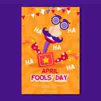 Free vector flat april fools day vertical flyer template