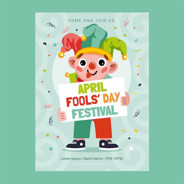 Free vector flat april fools day vertical flyer template