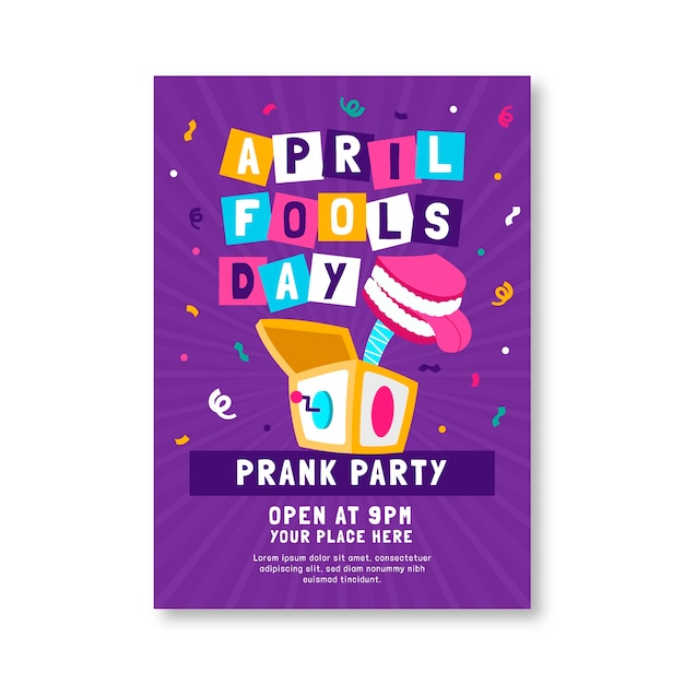 Free vector flat april fools day vertical flyer template