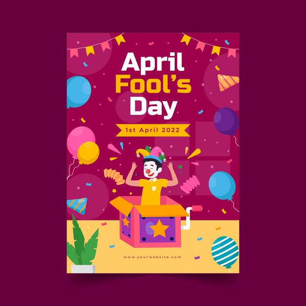 Free vector flat april fools day vertical flyer template