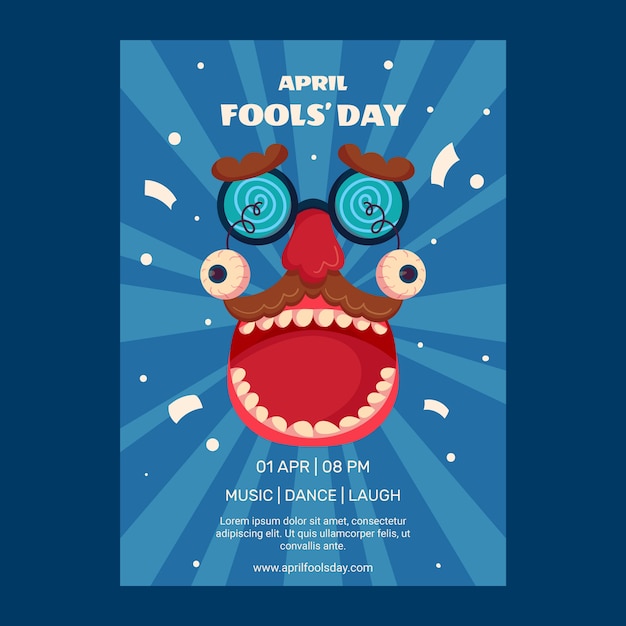 Free vector flat april fools day vertical flyer template