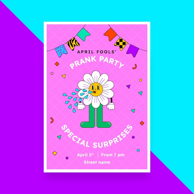 Free vector flat april fools day vertical poster template