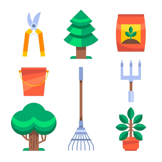 Flat arbor day elements collection