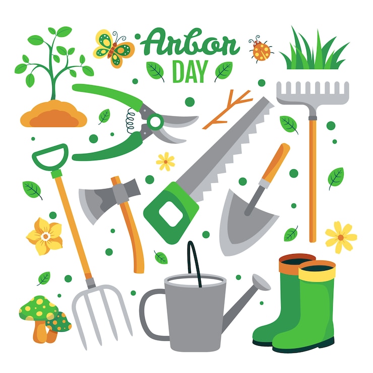 Free Vector flat arbor day elements collection