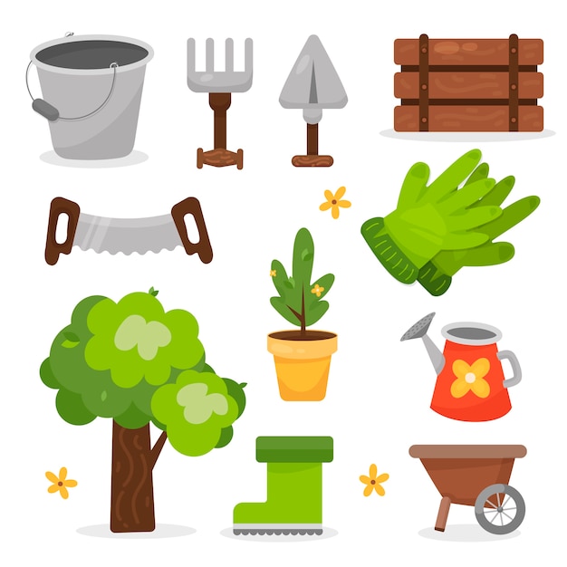 Free vector flat arbor day elements collection