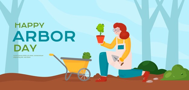 Free vector flat arbor day horizontal banner template