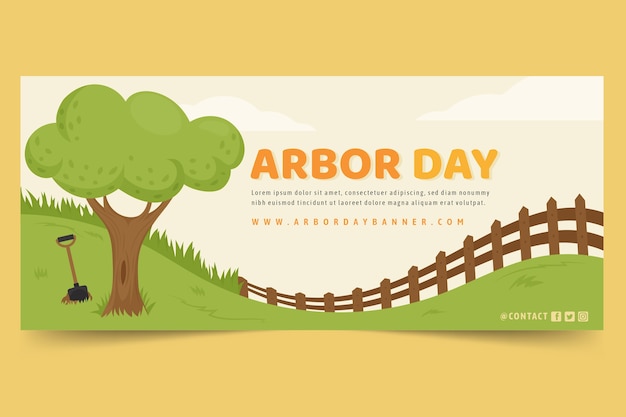 Flat arbor day horizontal banner template