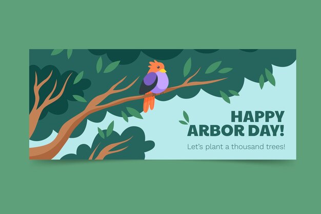 Flat arbor day horizontal banner template