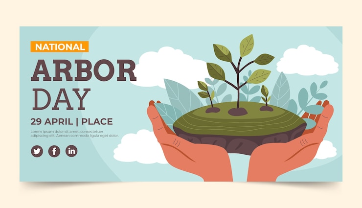 Free Vector flat arbor day horizontal banner template