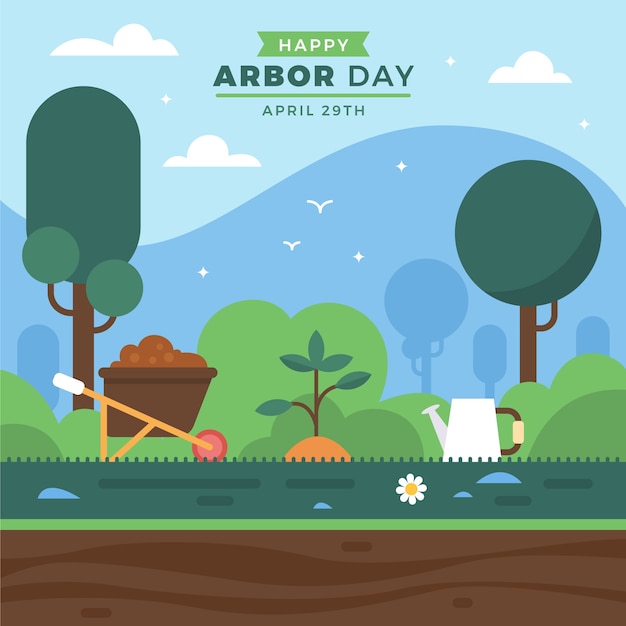 Free vector flat arbor day illustration