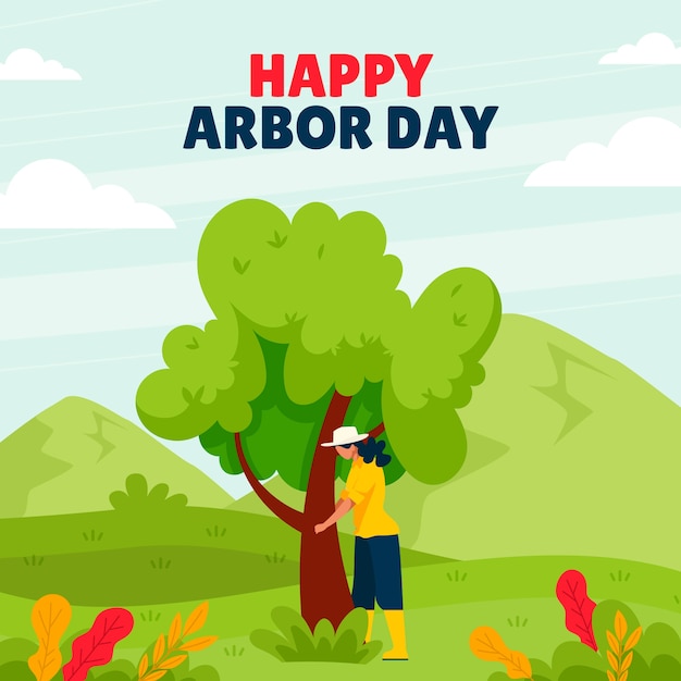 Flat arbor day illustration