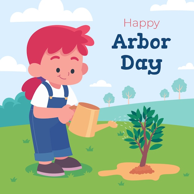 Flat arbor day illustration