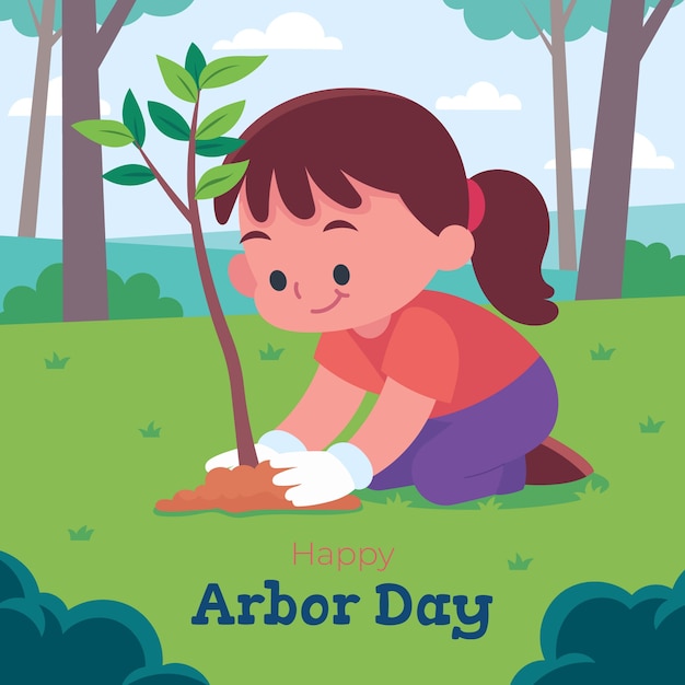 Free vector flat arbor day illustration