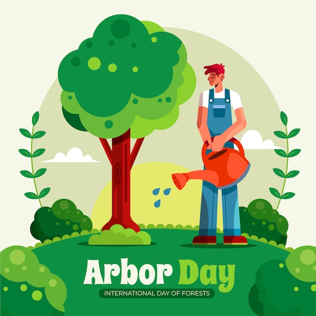 Flat arbor day illustration