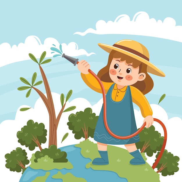 Flat arbor day illustration