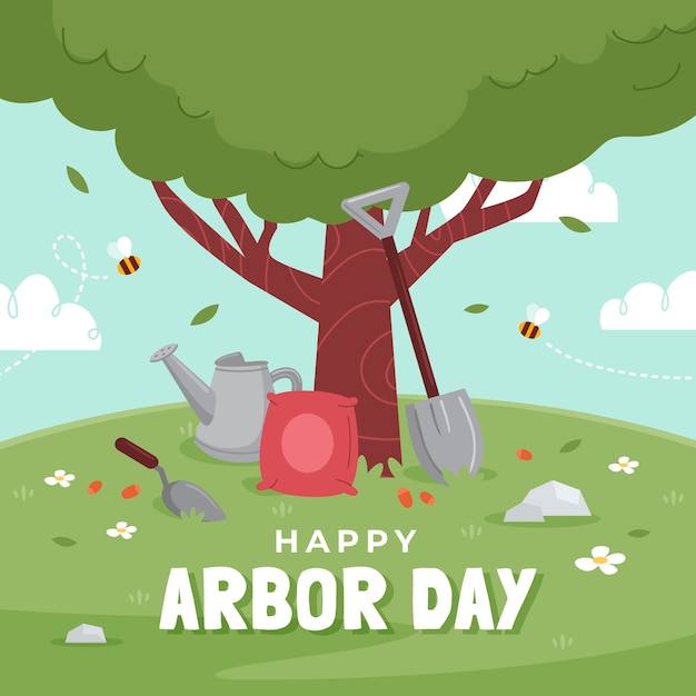 Flat arbor day illustration