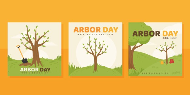 Flat arbor day instagram posts collection
