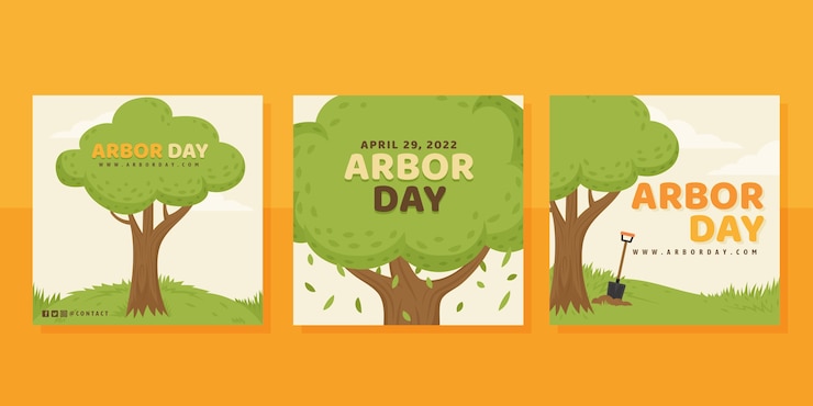 Free Vector flat arbor day instagram posts collection