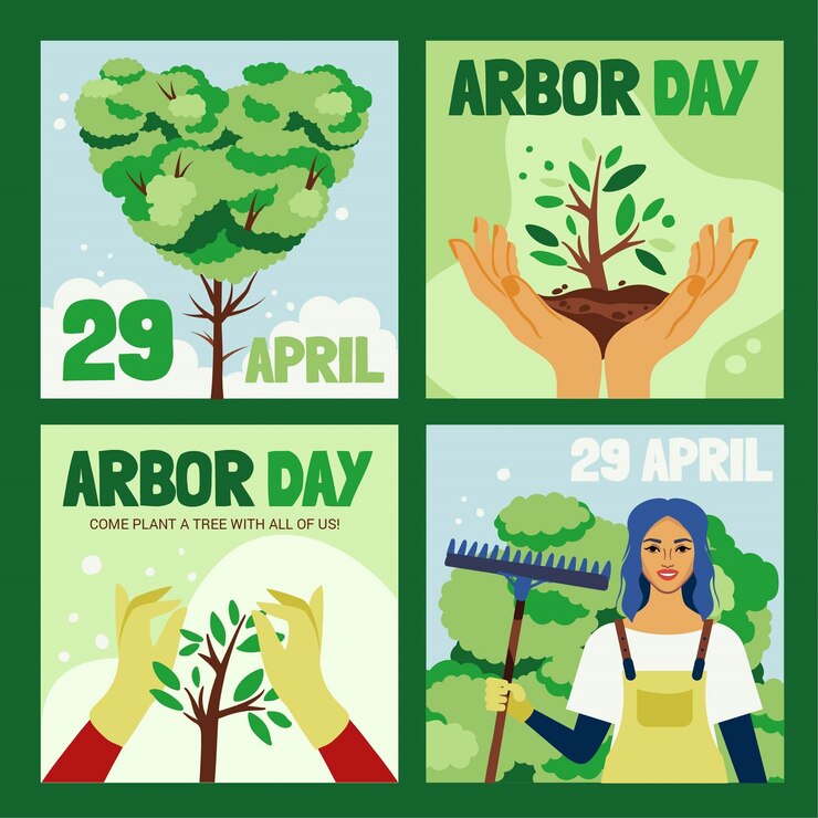 Free Vector flat arbor day instagram posts collection