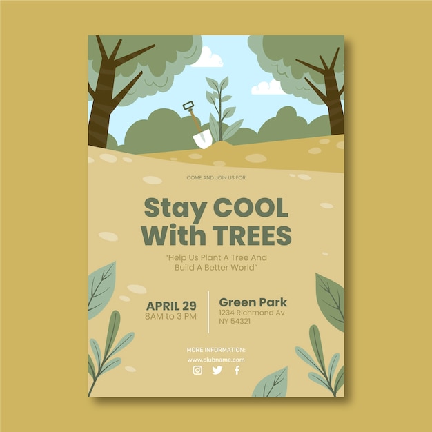 Free vector flat arbor day vertical poster template